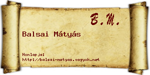 Balsai Mátyás névjegykártya